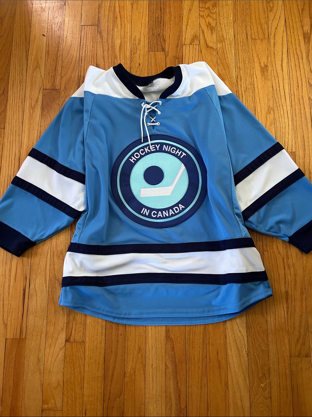 Hockey Night in Canada Men's Light Blue Lace-Up Hockey Jersey